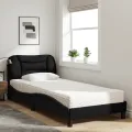 Lit avec matelas noir 80x200 cm tissu