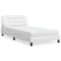 Lit avec matelas blanc 100x200 cm similicuir