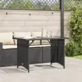 Table de jardin avec dessus en verre noir 110x68x70 poly rotin