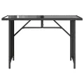 Table de jardin avec dessus en verre noir 110x68x70 poly rotin