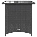 Table de jardin avec dessus en verre noir 110x68x70 poly rotin