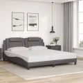 Cadre de lit sans matelas gris 180x200 cm similicuir