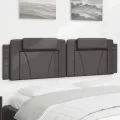 Coussin de tête de lit gris 180 cm similicuir