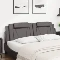 Coussin de tête de lit gris 180 cm similicuir