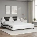 Lit avec matelas blanc et noir 180x200 cm similicuir