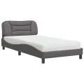 Lit avec matelas gris 100x200 cm similicuir