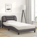 Lit avec matelas gris 100x200 cm similicuir