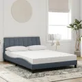 Lit avec matelas gris foncé 140x190 cm velours