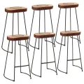 Ensemble de bar 7 pcs bois de manguier brut massif et métal