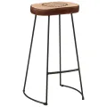 Ensemble de bar 7 pcs bois de manguier brut massif et métal