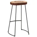 Ensemble de bar 7 pcs bois de manguier brut massif et métal