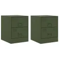 Tables de chevet 2 pcs vert 34,5x39x44 cm acier