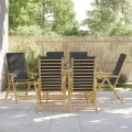 Chaises inclinables de jardin pliantes lot de 6 coussins bambou