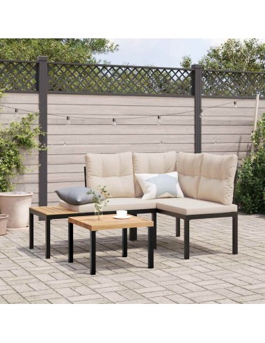 Bancs de jardin avec coussins lot de 2 acier enduit de poudre