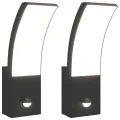 Appliques murales LED d'extérieur avec capteurs 2 pcs noir