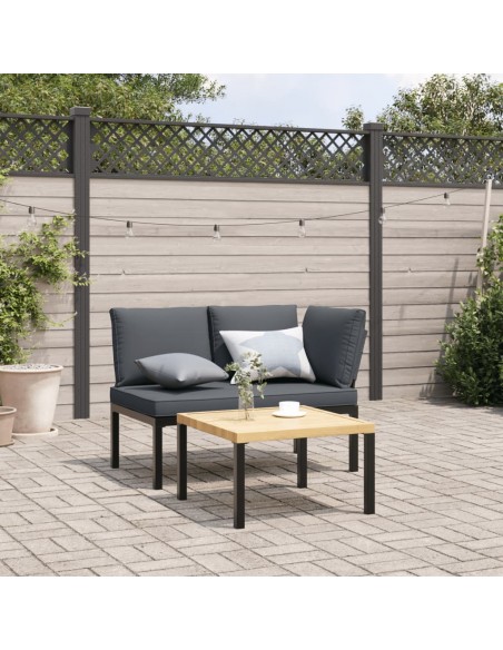 Banc de jardin avec coussins noir aluminium