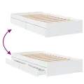 Cadre de lit avec tiroirs sans matelas blanc 75x190 cm