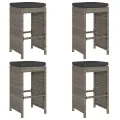 Tabourets de bar de jardin et coussins lot de 4 résine tressée