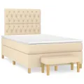 cadre de lit avec matelas crème 120x190 cm tissu