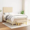 cadre de lit avec matelas crème 120x190 cm tissu