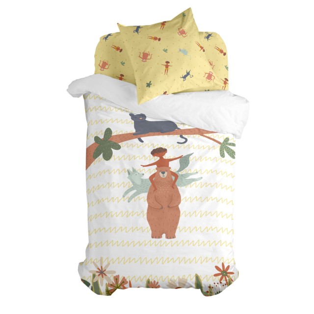 Dekbedovertrek set HappyFriday Mr Fox Jungle life Multicolour Bed van