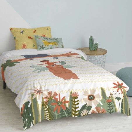 Parure de couette HappyFriday Mr Fox Jungle life Multicouleur Lit 1 pe