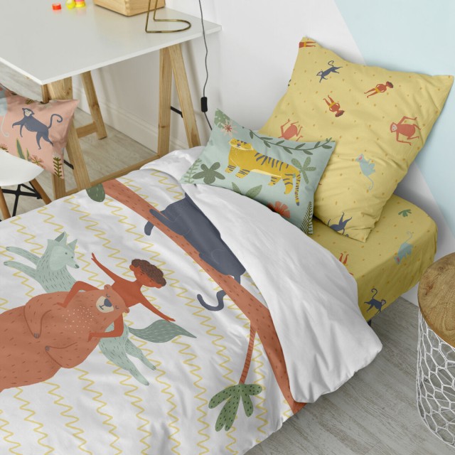 Dekbedovertrek set HappyFriday Mr Fox Jungle life Multicolour Bed van