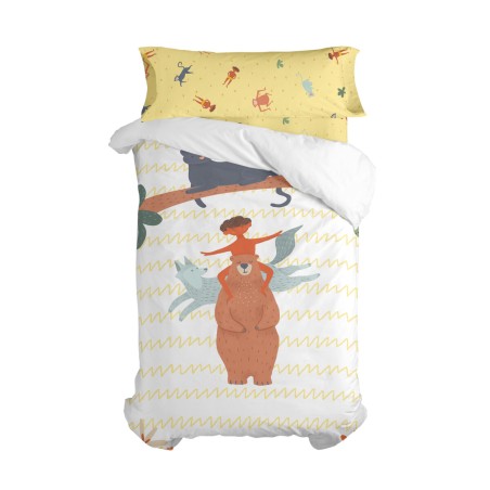 Parure de couette HappyFriday Mr Fox Jungle life Multicouleur Lit 1 pe