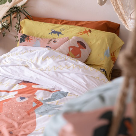 Duvet cover set HappyFriday Mr Fox Jungle life Multicolour Single 2 Pi