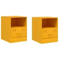 Tables de chevet 2 pcs jaune moutarde 34,5x39x44 cm acier