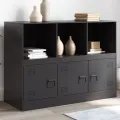 Buffet noir 99x39x73 cm acier