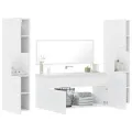 Ensemble de meubles salle de bain 4 pcs blanc bois d'ingénierie