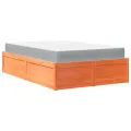 Lit avec matelas cire marron 120x190 cm bois massif de pin
