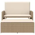 Banc de jardin et coussins et repose-pied beige résine tressée