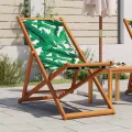 Chaise pliable plage motif de feuilles bois d'eucalyptus/tissu