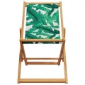 Chaise pliable plage motif de feuilles bois d'eucalyptus/tissu