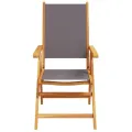 Chaises de jardin lot de 2 anthracite bois acacia massif tissu