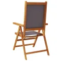 Chaises de jardin lot de 2 anthracite bois acacia massif tissu