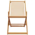 Chaise pliable de plage beige bois massif d'eucalyptus et tissu