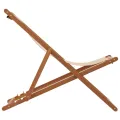 Chaise pliable de plage beige bois massif d'eucalyptus et tissu
