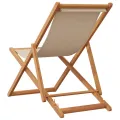 Chaise pliable de plage beige bois massif d'eucalyptus et tissu