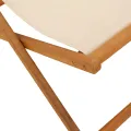 Chaise pliable de plage beige bois massif d'eucalyptus et tissu