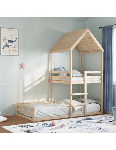 Lit superposé sans matelas 90x190 cm bois de pin massif