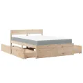 Lit avec tiroirs et matelas 120x190 cm bois massif de pin