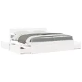 Lit avec tiroirs et matelas blanc 200x200 cm bois massif de pin