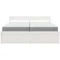 Lit avec tiroirs et matelas blanc 200x200 cm bois massif de pin