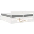 Lit avec tiroirs et matelas blanc 200x200 cm bois massif de pin