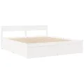 Lit avec tiroirs et matelas blanc 200x200 cm bois massif de pin