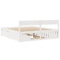 Cadre de lit sans matelas blanc 200x200 cm bois massif de pin