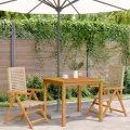 Chaises de jardin lot de 2 beige bois massif d'acacia et rotin